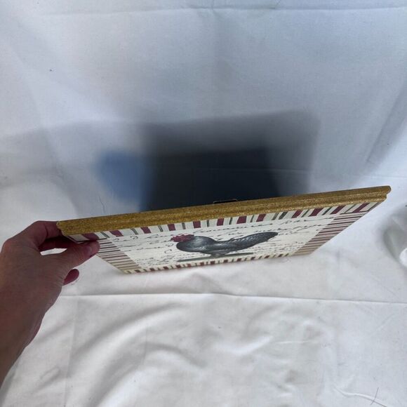 "Striped Chicken" by John Derian Square Wall Hanging Plymouth Rock Rooster - Picture 3 of 7